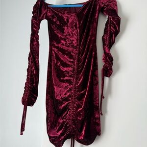 Missguided Deep Red Velvet Mini Dress